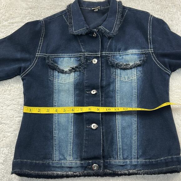 Sinha fringed denim jacket, size P or med - Picture 5 of 11